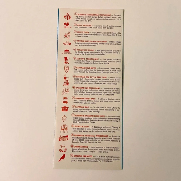 Vintage Frankenmuth Explore Michigans  Little Bavaria Map Brochure Pamphlet - Picture 4 of 14